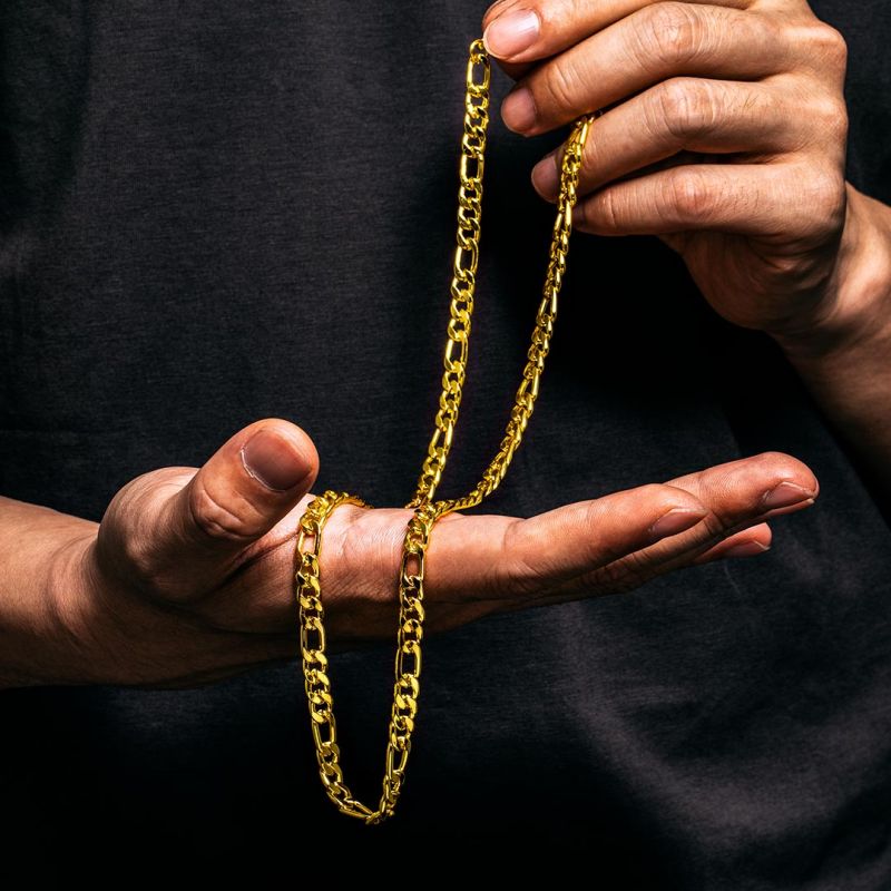 Stainless Steel Figaro Chain in Gold