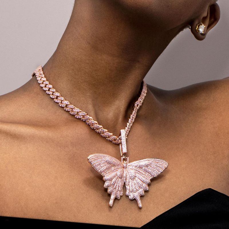 Helloice Women's Pink Butterfly Pendant