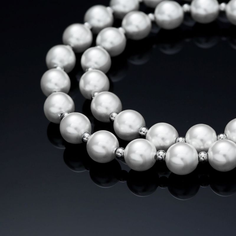 Helloice 8mm Pearl with Steel Ball Necklace